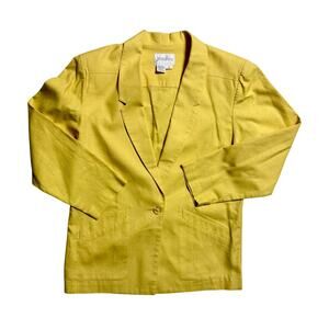Josephine Vintage Yellow Blazer – Ramie Cotton – Size S